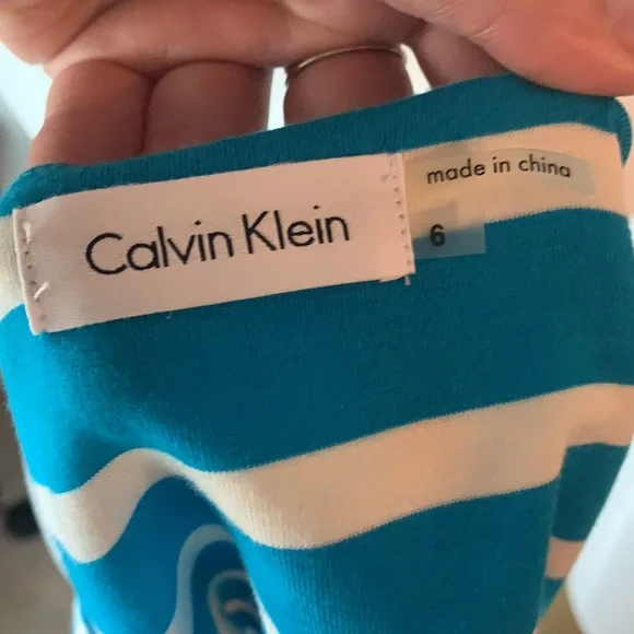 Calvin Klein Women’s Blue and White Striped Sleeveless Dress - Picture 5 of 6